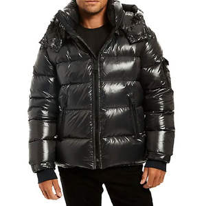 Chaqueta Acolchada de Algodón Impermeable y Cortavientos Personalizada al por Mayor con Logotipo Frontal y Capucha Brillante de Nailon - Product Image 2