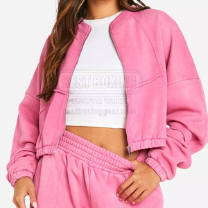 Chándales lavados con ácido para correr con logotipo personalizado, chándales lavados con ácido estilo algodón a rayas de doble color de calidad superior para mujer - Product Image 2