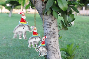 Santa Paper Mache Christmas Ornaments Tree Decoration Three Pieces Sets - Product Image 5