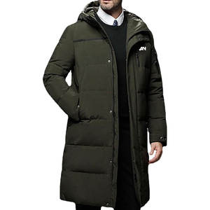 Veste longue d'hiver matelassée à capuche pour homme, avec logo personnalisé imprimé, col montant, design élégant et tendance, prix bas - Product Image 3