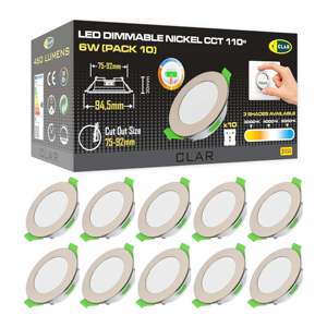 Downlight CCT regulable de níquel de 6W para empotrar de 75-85mm con ángulo de haz de 110° - Product Image 1