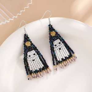 Nuevos Pendientes de Borla con Cuentas de Fantasma para Mujer, Joyería Creativa de Moda para Fiesta de Halloween con Flecos de Cuentas y Colgantes. - Product Image 1