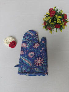 Manoplas de horno acolchadas de algodón con estampado de bloque de mano Reversible con borde de tubería, alfombrillas de Mesa para el hogar, género de productos para el hogar - Product Image 2