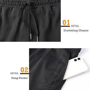 Shorts de sport pour homme 100% polyester, respirants, légers, séchage rapide, design uni, poches, tricotés pour l'entraînement actif - Product Image 4