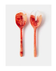 Juego de Cubiertos de Resina de Alta Calidad para Servir Ensaladas, Cuchara y Tenedor, Diseño Moderno, Hecho a Mano, Mango Largo, Utensilios para Fiestas - Product Image 1