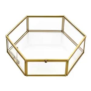 Boîte de rangement décorative vintage et tendance en métal et verre, accessoires pour la maison, boîte à bijoux pour bracelet et collier - Product Image 3