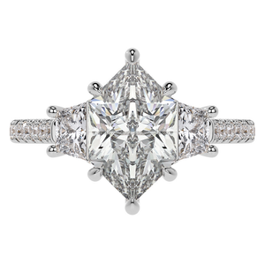 เพชรโมอิสทรงหกเหลี่ยมแบบยาวประดับเพชรชุบทองพร้อมแหวนเจ้าสาวตัดลูกแพร์ - Product Image 5