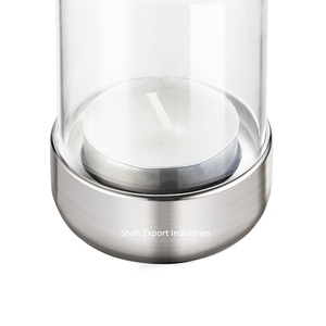 Trendy Design Metal/Glass Hurricanes Tealight <b>Holder</b> Silver Color for Home Candlelight <b>Dinner</b> Decor Hurricanes <b>Holder</b> - Product Image 2