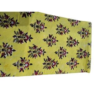 Yellow Floral Hand Block Print <b>Tablecloth</b> 100% Cotton Table Cover 6 Napkins for Home Dining Parties <b>Weddings</b> Size 150x220 cm - Product Image 1