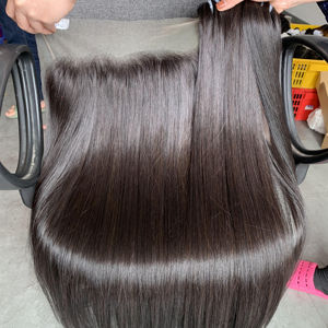 Vente en gros 100% véritable os droit vietnamien Remy cheveux 8-32 pouces trame unique matière première 30 pouces étiré longueur HD dentelle - Product Image 1