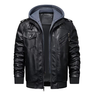 Abrigo cálido a prueba de viento de invierno para hombre con cuello de piel sintética de oveja recién llegado chaqueta de cuero grueso con patrón de camuflaje Formal - Product Image 4