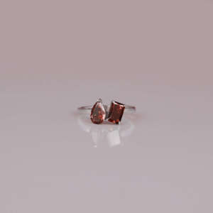 Luxury Two Stones Pear Radiant Cut Diamond Ring Custom Lab Grown Diamond 14K <b>Solid</b> Gold Fine Jewelry Gift for Women New Look - Product Image 1