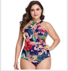Belle et maltée couleur imprimé grande taille une pièce maillots de bain Floral grande femme maillot de bain vêtements de plage en gros - Product Image 5