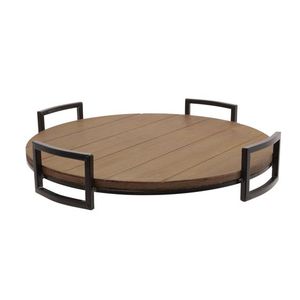 Bandeja de servicio de madera de alta calidad de aspecto antiguo, asas de Metal, bandeja de decoración de postres para boda, cumpleaños y fiesta, precio de fábrica - Product Image 2