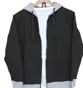 Vente en gros de sweats à capuche en molleton 100% coton uni de qualité supérieure pour hommes, fermeture éclair intégrale, chaud, coupe-vent, respirant, sport, décontracté - Product Image 5