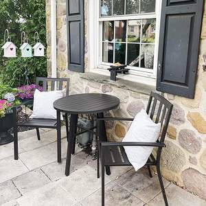 Villa 3 Stuk Buitenterras Bistro Dining Det Latten Metakound Tafel & <span class=keywords><strong>2</strong></span> Patio Stoel Voor Gebruik Buitenshuis - Product Image 4