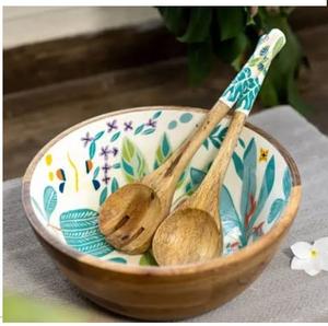 Tazón Decorativo para Servir Frutas con Forma Personalizada, Tazón para Servir Alimentos, Pasta o Fideos con Diseño Único, Tazón de Madera con Impresión Esmaltada - Product Image 3