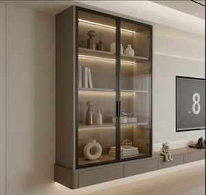 Mobile TV in Legno Ecologico per TV da 75 Pollici con Armadietti Chiusi, Arredamento per <span class=keywords><strong>Soggiorno</strong></span> e Studio - Product Image 5
