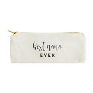 Best Nana Ever Cotton Canvas Pencil <b>Case</b> with Portable Travel Pouch Letter Pattern - Product Image 1
