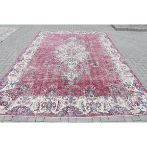 Tapis vintage 8,2x12 pieds, tapis turc, tapis camouflage rouge en laine - Product Image 1