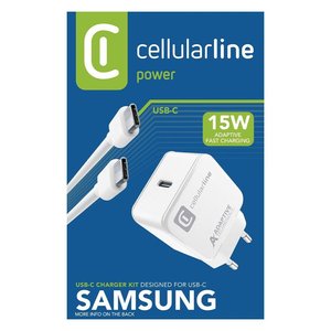 Cellularline Charger Kit 15W USB <b>Type</b>-<b>C</b> With Cable <b>Adaptive</b> Technology - Product Image 2