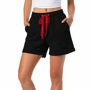 Workout Jogging Sweat Shorts Women Drawstring Waist Fleece Jogger Shorts <b>Ladies</b> Heavy Fleece Sweat Shorts Women's - Product Image 4
