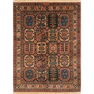 Tapis en laine noués à la main Nuray, géométriques, 9x12, rectangulaires abstraits pour la maison, pour le salon ou la chambre - Pae-5066 en rouge et orange - Product Image 1
