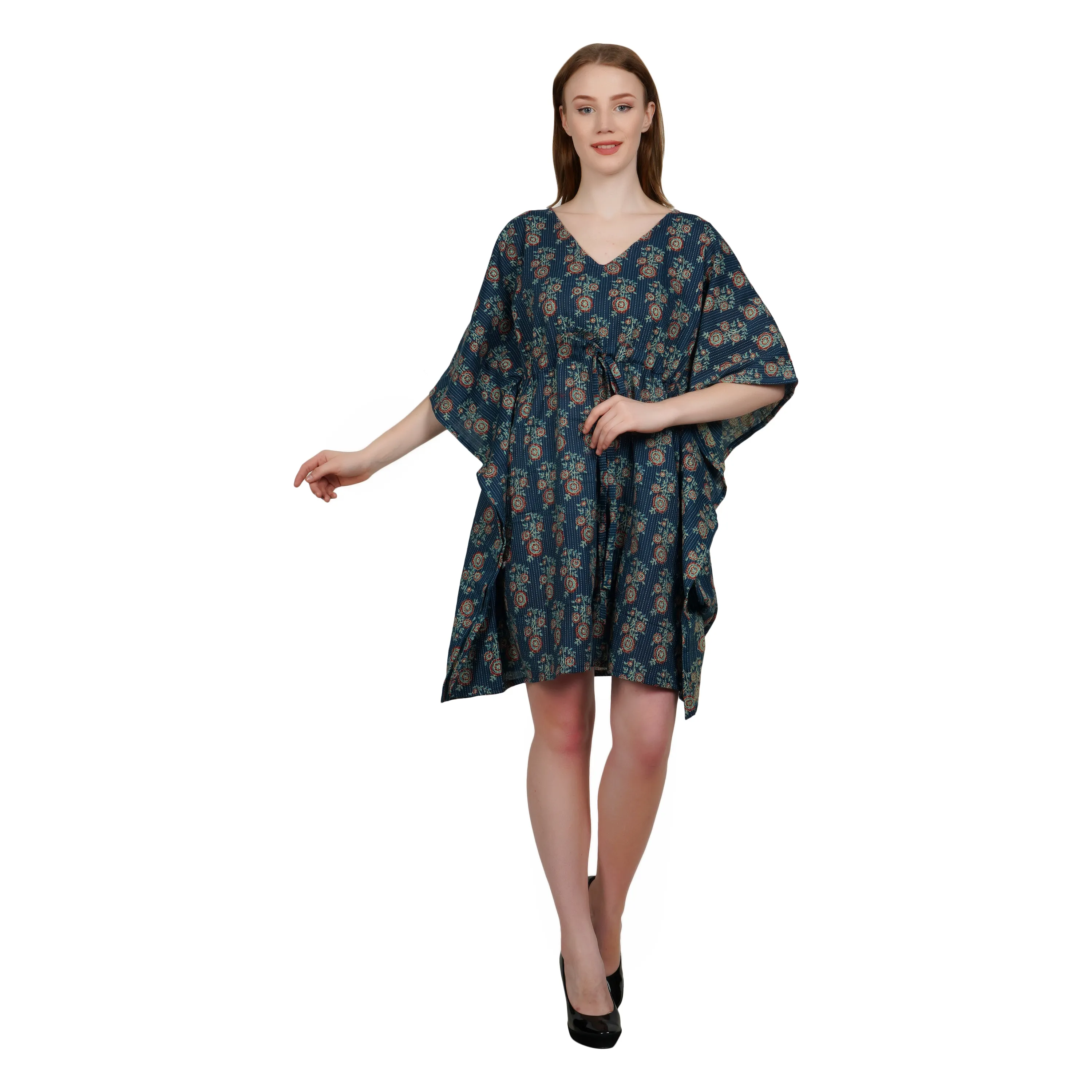 Certified Grade Printed Cotton Kaftan mit kunden spezifischer Größe verfügbar Beach Cover Up Dress von indischen Exporteuren