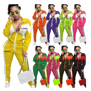 ชุดวอร์มผู้หญิง2ชิ้น2025เสื้อแจ็คเก็ตมีซิปสีตัดกันโลโก้กำหนดเองสินค้ามาใหม่ฤดูใบไม้ร่วง - Product Image 1