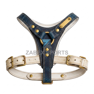 ZABEX SPORTS OEM ODM Adjustable Leather Dog <b>Harness</b> Belt Heavy Duty <b>Pet</b> Chest Strap Metal Hardware Print Fashion Ribbons - Product Image 5