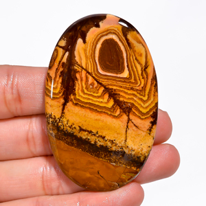 Cabujones de jaspe Biggs naturales australianos, piedras preciosas sueltas de corte ovalado de pera pulida para la fabricación de joyas, alambre de patrones escénicos únicos - Product Image 4