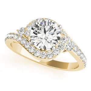 Ensemble de bijoux de mariée Halo Swirl avec accents de diamants, or jaune 14 carats, 1,29 ct, ensemble de bijoux fins - Product Image 3
