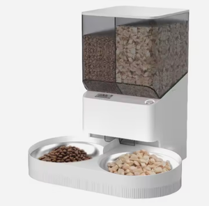 <b>Dual</b>-<b>Bin</b> & Double-Bowl Pet Feeder Automatic Multi-Purpose Charging Feeding Station Plastic Material - Product Image 1