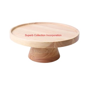 Soporte de pastel de madera maciza natural al por mayor y plato de servicio soporte de exhibición de pedestal de postre redondo para decoración de boda y hogar - Product Image 2