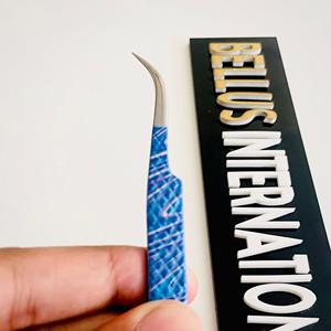 Pince à cils en acier inoxydable avec logo privé outils d'extension de cils imprimés en papier bleu fabriqués au Pakistan approvisionnement en usine de beauté - Product Image 3