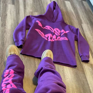 Chándal de gran tamaño de algodón 100% transpirable de lana de invierno Unisex personalizado con estampado Digital de alta calidad - Product Image 3