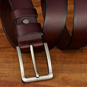 Ceinture décontractée vintage en cuir de vache véritable peint pour homme avec boucle en cuivre à cadre rigide, durable, largeur 38 mm, longueur 110-125 cm - Product Image 3