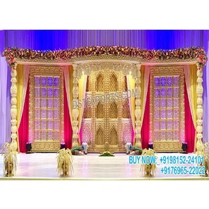 Gujarati réception de mariage décor de fête scène exclusive réception fête événement scène à la mode mariage fiançailles cérémonie scène - Product Image 1