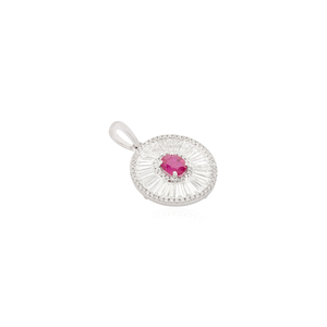 Vente en gros 100% pendentif rond en pierres précieuses naturelles véritable or blanc 18 carats pendentifs fins et breloques avec rubis - Product Image 3