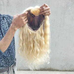 Brazilian Quality Blonde Straight Lace Closure <b>Wig</b> 4X4 Lace Closure Indian Hair Cuticle Aligned <b>Wavy</b> Curly Styles Available - Product Image 2