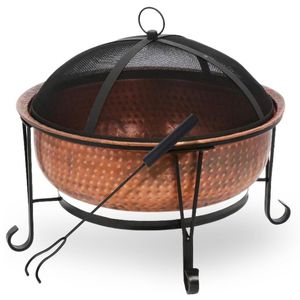 Fogata de cobre hecha a mano con acabado de textura en relieve, ideal para crear un ambiente acogedor al aire libre durante todo el año - Product Image 1