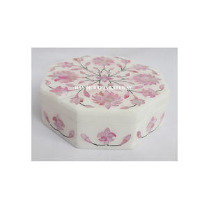Excellent Export Quality Octagonal Shape <b>White</b> Marble MOP Jewelry <b>Boxes</b> For Wedding <b>Gifting</b> Purpose Importer And Exporters - Product Image 1