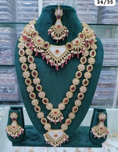 JOYERÍA DE COBRE TRADICIONAL Y DE MODA INDIA CONJUNTO DE JOYERÍA DE BODA NOVIA PARA MUJER CONJUNTO DE PENDIENTES Y COLLAR - Product Image 5