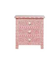 Ensemble de tables basses modernes réglables en hauteur, personnalisables, faites à la main en Inde, en résine écologique avec incrustations de os, peintes à la main et lavables