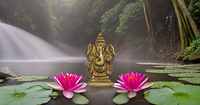 Statue d'Idole Ganesha Petite Figurine Murti Sculpture pour la décoration intérieure Décorations de temples Pooja Mini Laiton Moderne Or Vertical