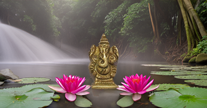 Statue d'Idole Ganesha Petite Figurine Murti Sculpture pour la décoration intérieure Décorations de temples Pooja Mini Laiton Moderne Or Vertical - Product Image 5