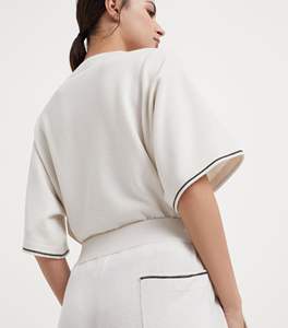 Whole Sale Heavy Weight Cheap Price <b>White</b> Color 2 Back Pocket <b>Wool</b> Cashmere and Silk Knit Trousers For Women's - Product Image 2