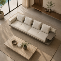 Canapé modulaire moderne rembourré avec table d'appoint intégrée, garnissage en éponge écologique pour appartements et hôtels