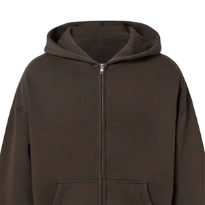 Sweat-shirt à capuche zippé en polaire pour homme, couleur unie, coupe oversize, décontracté, avec poche avant, idéal pour l'automne - Product Image 1