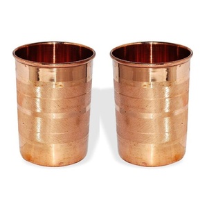 Set of 2 Pcs Smooth Finished <b>Copper</b> Tumbler for Water Drinking Use Home <b>Kitchen</b> Decor - Product Image 1